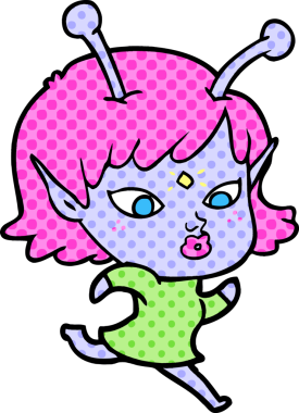 Bir insan tarafından çizilmiş güzel uzaylı kız.