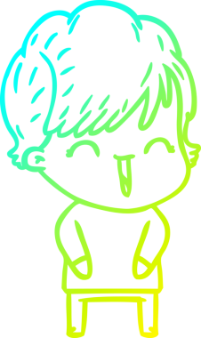 Bir insan tarafından çizilmiş gülen bir karikatür çizimi.