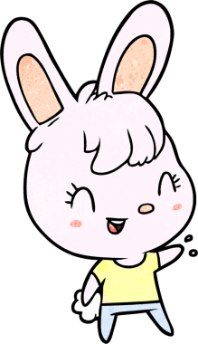 Bir insan tarafından çizilmiş şirin çizgi film tavşanı.