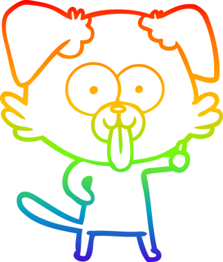 Bir insan tarafından çizilmiş dilli çizgi film köpeğinin çizimi.