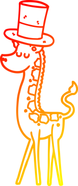 Bir insan tarafından çizilmiş silindir şapkalı bir zürafanın sıcak çizgi çizimi