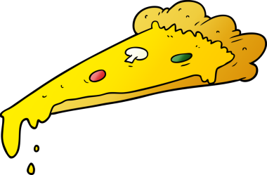 Bir insan tarafından çizilmiş bir dilim pizza.