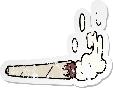 Bir insan tarafından çizilmiş bir marihuana marihuanasının sıkıntılı çıkartması.