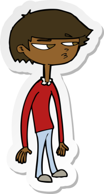 Bir insan tarafından çizilmiş şüpheli bir çocuğun çıkartması.