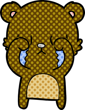 Bir insan tarafından çizilmiş ağlayan çizgi film ayısı.