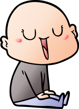 Bir insan tarafından çizilmiş mutlu, kel adam.