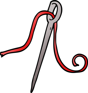 Bir insan tarafından çizilmiş karalama iğnesi ve iplik.