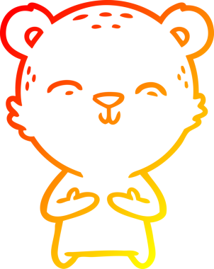 Bir insan tarafından çizilmiş mutlu çizgi film ayısının sıcak çizgi çizimi