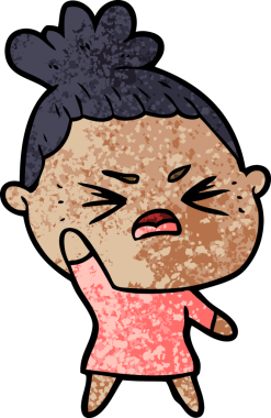 Bir insan tarafından çizilmiş kızgın bir kadın.