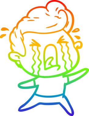 Bir insan tarafından çizilmiş ağlayan bir adamın çizdiği gökkuşağı gradyan çizgisi.