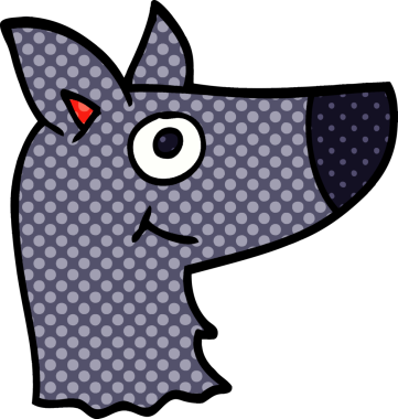 Bir insan tarafından çizilmiş mutlu bir köpek.