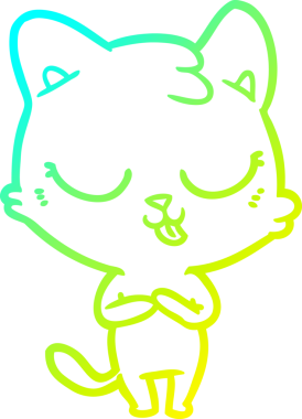 Bir insan tarafından çizilen çizgi film kedisinin soğuk gradyan çizgisi.