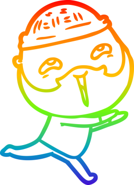 Bir insan tarafından çizilmiş mutlu sakallı bir adamın çizgi çizimi.