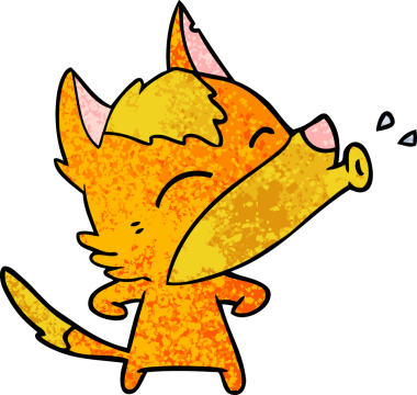 Bir insan tarafından çizilmiş tilki çizgi film karakteri