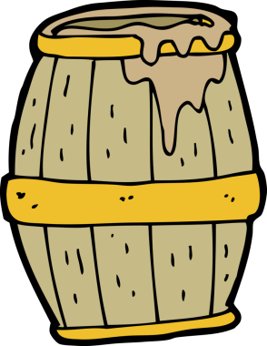 Bir insan tarafından çizilmiş bira fıçısı.