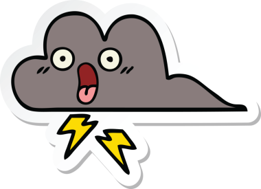 Bir insan tarafından çizilmiş şirin bir fırtına bulutunun çıkartması.