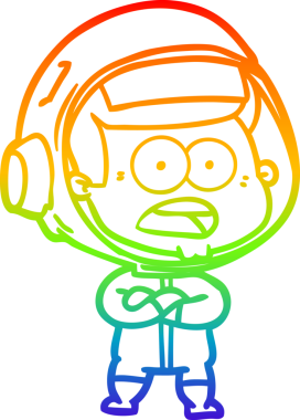 gökkuşağı gradyan çizgi çizimi bir insan tarafından çizilmiş astronot şaşırttı