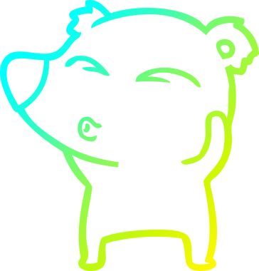 Bir insan tarafından çizilmiş ıslık çalan bir ayının soğuk çizgi çizimi.