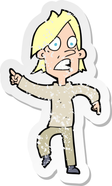 Bir insan tarafından çizilmiş endişeli bir çizgi filmin gerilimli çıkartması.