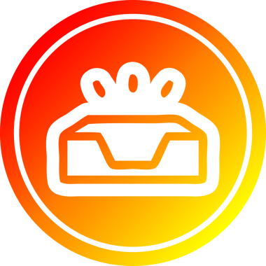 Bir insan tarafından çizilen sıcak gradyan bitiş ile tepsi dairesel simgesinde boş