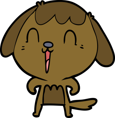 Bir insan tarafından çizilmiş şirin bir çizgi film köpeği.