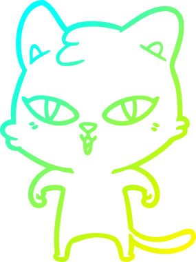 Bir insan tarafından çizilen çizgi film kedisinin soğuk gradyan çizgisi.