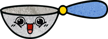 Bir insan tarafından çizilmiş bir kaşık retro grunge desen karikatürü.