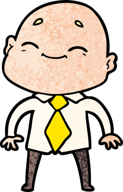 Bir insan tarafından çizilmiş mutlu, kel adam.