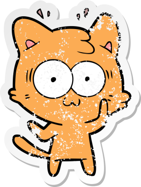 Bir karikatür çıkartması bir insan tarafından çizilmiş kediye şaşırttı.