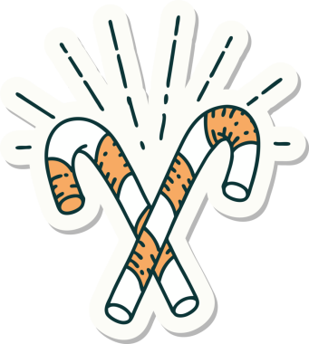 Bir insan tarafından çizilmiş dövme stili baston şekerler.