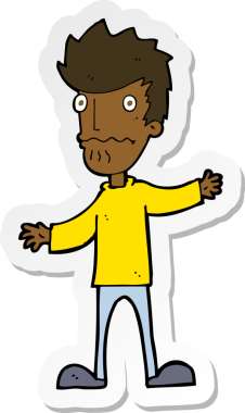 Bir insan tarafından çizilmiş gergin bir adamın çıkartması.