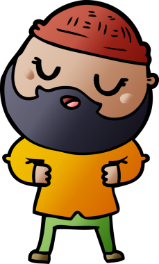 Bir insan tarafından çizilmiş sakallı bir çizgi film adamı.