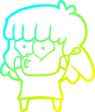 Bir karikatür çizimi, bir insan tarafından çizilmiş bir kızı şaşırttı.