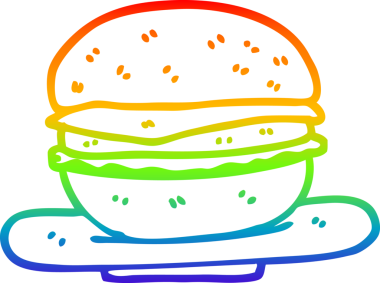 gökkuşağı gradyan çizgi çizimi bir insan tarafından çizilmiş bir hamburger