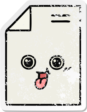 Bir insan tarafından çizilmiş sevimli bir karikatür kağıdının sıkıntılı çıkartması.