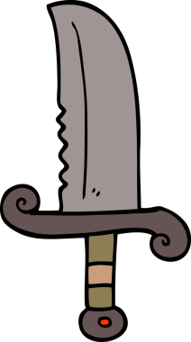 Bir insan tarafından çizilmiş mücevherli bir kılıç.