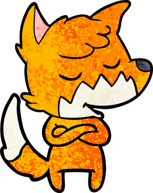 Bir insan tarafından çizilmiş dost canlısı çizgi film tilkisi