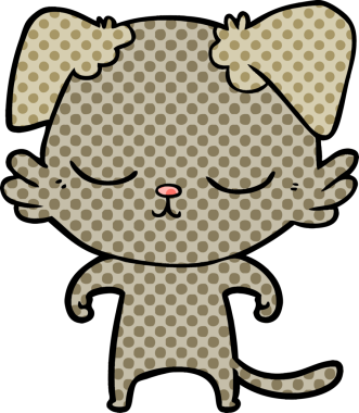 Bir insan tarafından çizilmiş şirin bir çizgi film köpeği.