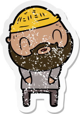 Bir insan tarafından çizilmiş sakallı bir adamın sıkıntılı çıkartması.