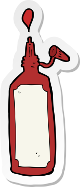 Bir insan tarafından çizilmiş ketçap şişesinin çıkartması.