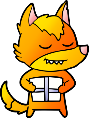 Bir insan tarafından çizilmiş tilki çizgi film karakteri.