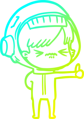 Bir insan tarafından çizilmiş soğuk gradyan çizgili astronot kadın çizimi.