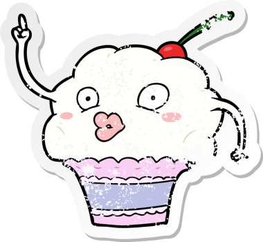 Bir insan tarafından çizilmiş karikatür kekinin sıkıntılı çıkartması.