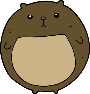 Bir insan tarafından çizilmiş çizgi film ayısı.