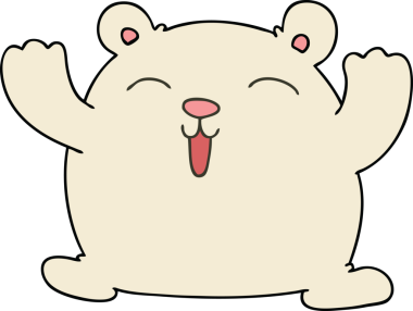 Bir insan tarafından çizilmiş tuhaf bir çizgi film. Komik kutup ayısı.