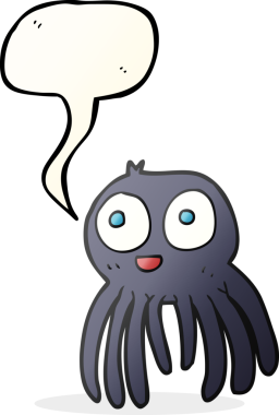 Bir insan tarafından çizilmiş serbest konuşma balonu çizgi film örümceği