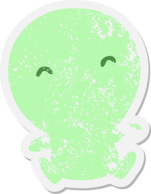 Bir insan tarafından çizilmiş şirin uzaylı grunge çıkartması.