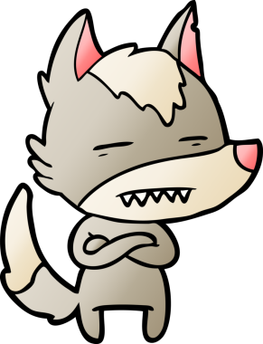 Bir insan tarafından çizilen dişleri gösteren bir kurt çizgi filmi.