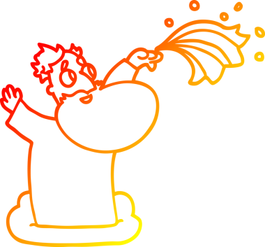 Bir insan tarafından bulutların üzerine çizilmiş çizgi film tanrısı çizimi.