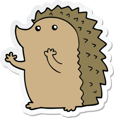 Bir insan tarafından çizilmiş kirpi karikatürü çıkartması.